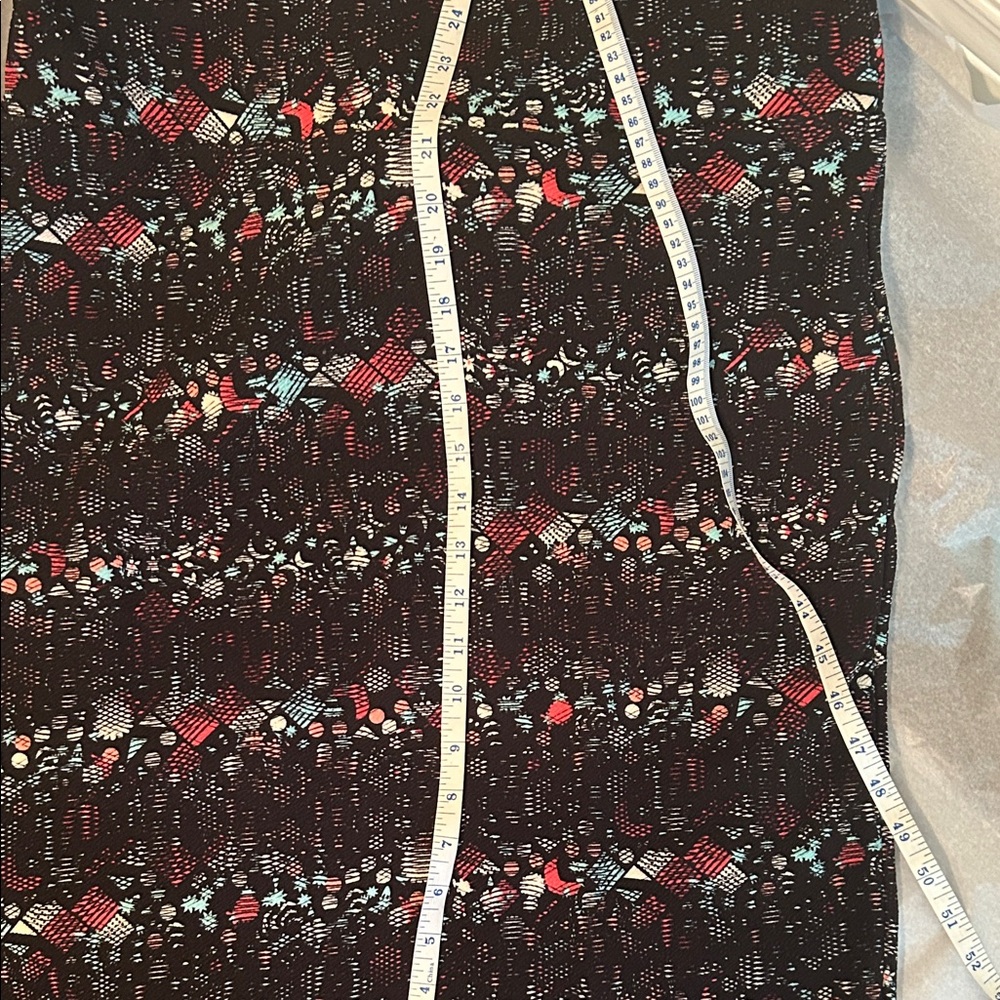 LuLaRoe Black and Red Patterned Midi Skirt
